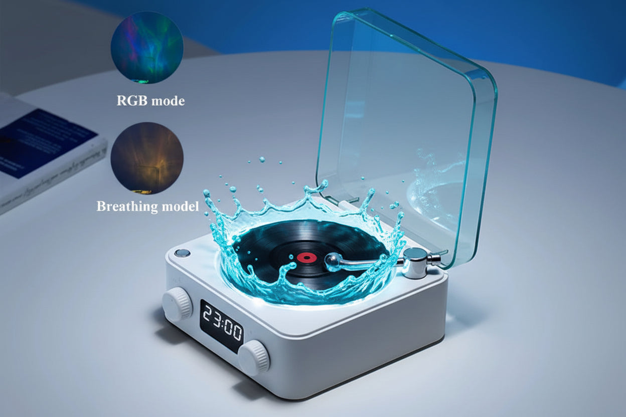 Mini Retro White Noise Bluetooth Speaker Portable Vintage Sleep Aid Bluetooth Speaker Subwoofer with RGB Light Support TF Card